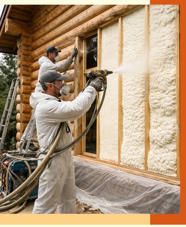 Утепление деревянного дома ППУ в Магадане от 4294 руб/м2 | ТепломастерМгд — под ключ