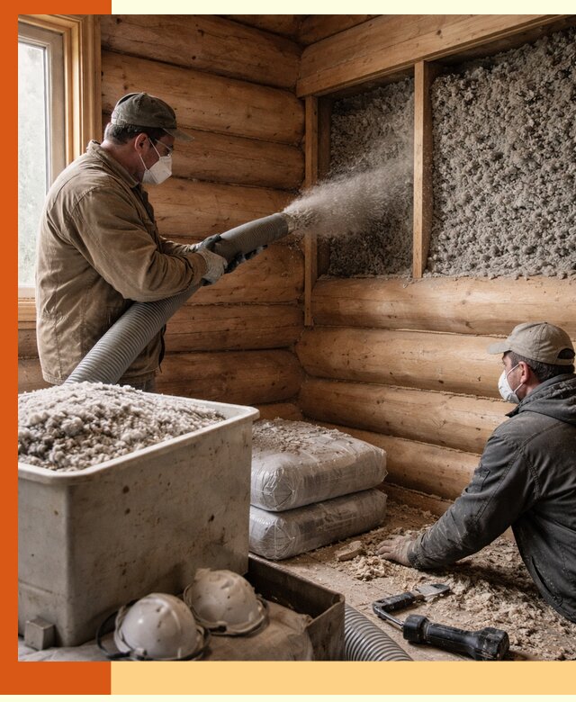 Утепление дома из бруса эковатой в Магадане