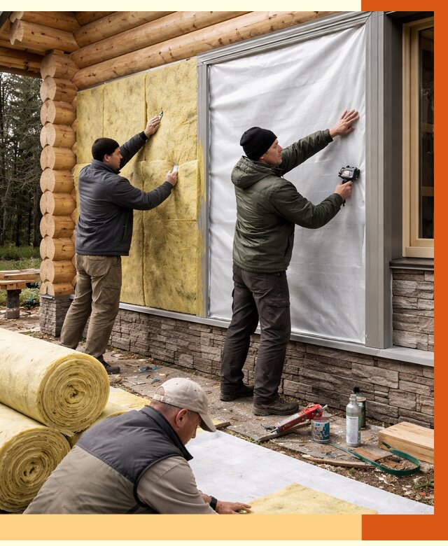 Утепление бревенчатого дома в Магадане от 7821 руб/м2 — заказать под ключ | ТепломастерМгд