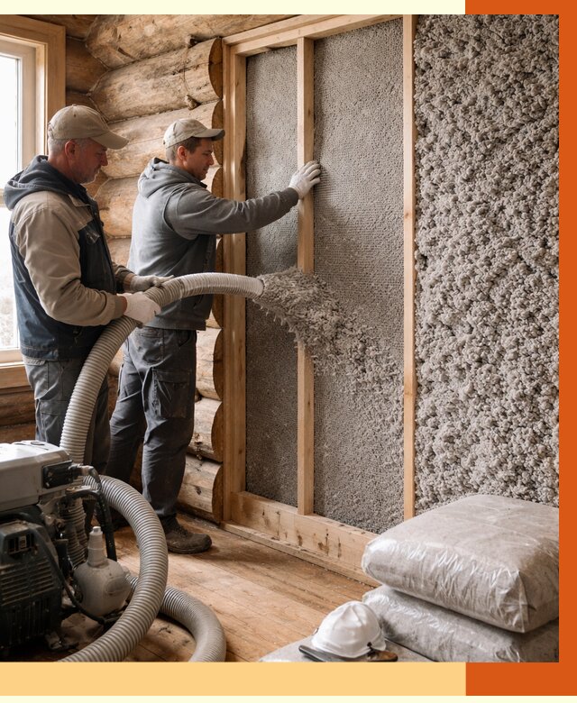 Утепление бревенчатого дома эковатой в Магадане от 2811 руб. | ТепломастерМгд