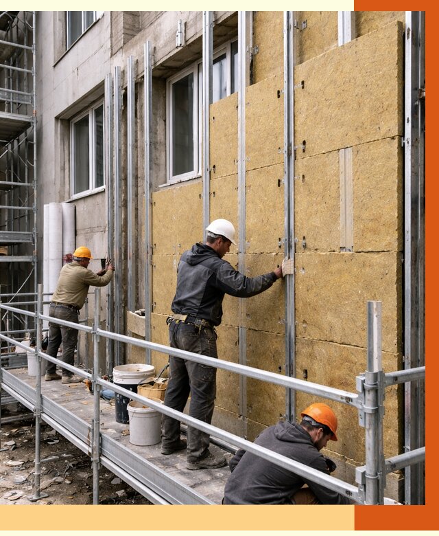 Утепление вентилируемого фасада в Магадане от 5725 руб/м2 — монтаж и утепление вентфасад | ТепломастерМгд