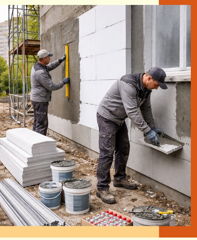 Утепление фасада и стен снаружи в Магадане от 4294 руб. | ТепломастерМгд