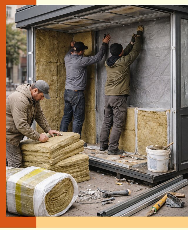 Утепление павильона шаурмы под ключ в Магадане