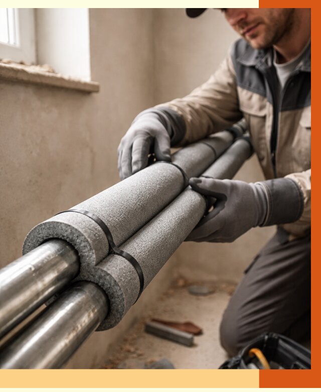 Утепление труб отопления в Магадане от 2914 руб. за м² — услуги под ключ | ТепломастерМгд