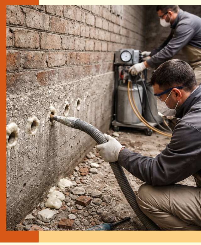Заполнение колодцевой кладки ППУ в Магадане быстро и герметично