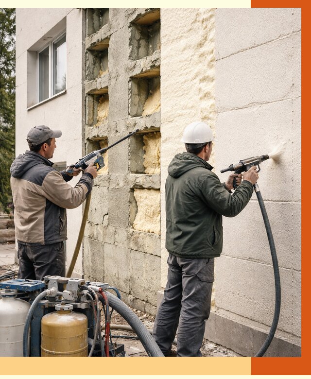 Заполнение пустот фасада в Магадане от 4600 руб. — утепление пустот облицовки | ТепломастерМгд