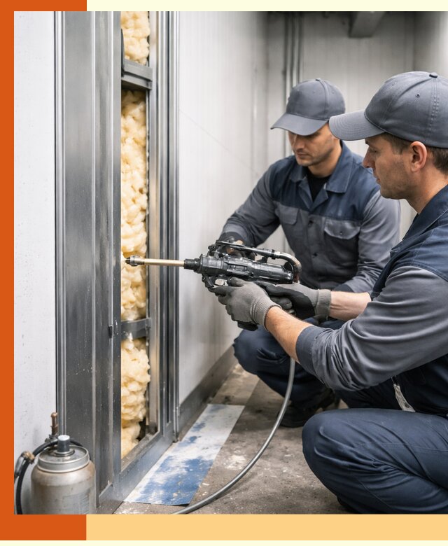 Заполнение пустот холодильных панелей в Магадане специализированной пеной