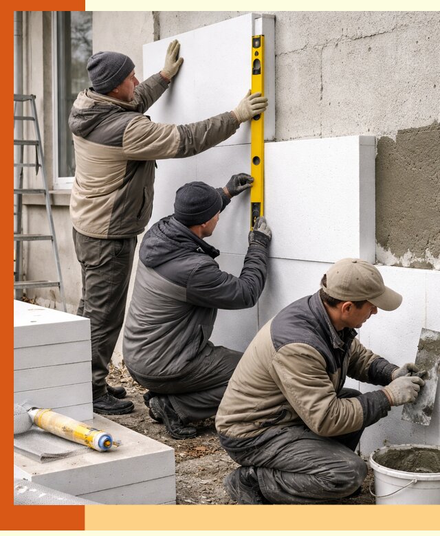 Утепление пенопластом наружных стен и фасадов в Магадане