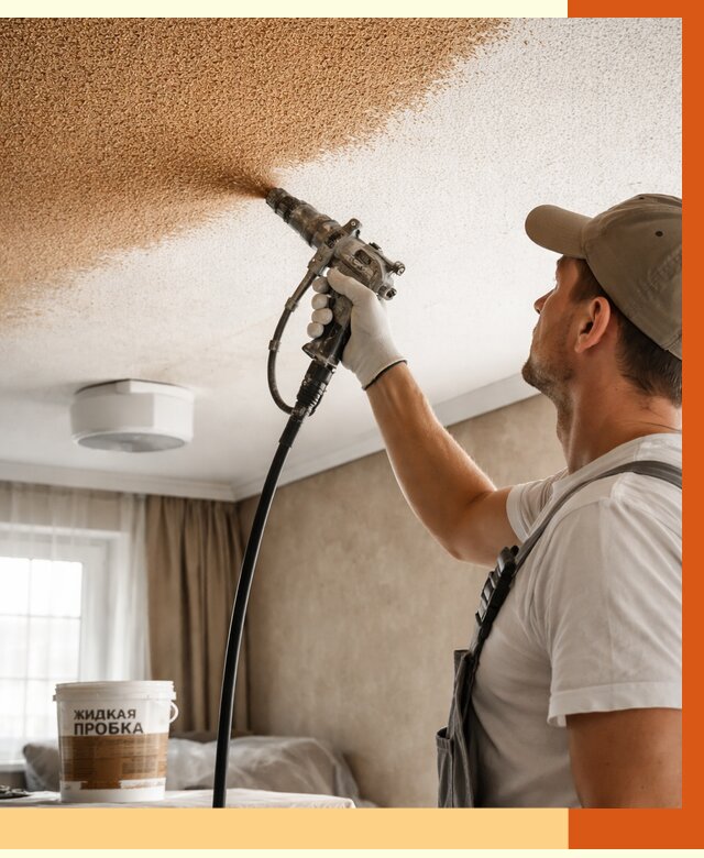 Утепление потолка жидкой пробкой в Магадане от 3578 руб. | ТепломастерМгд