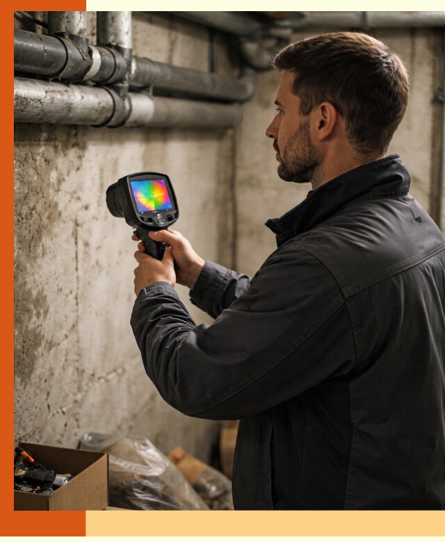 Тепловизионное обследование подвала в Магадане для поиска утечек тепла