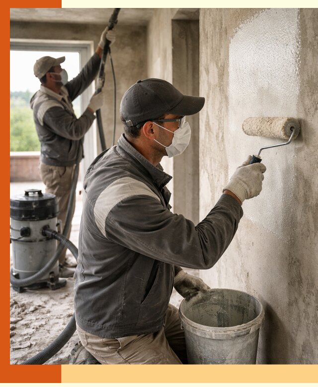 Подготовка поверхности под напыление утеплителя в Магадане